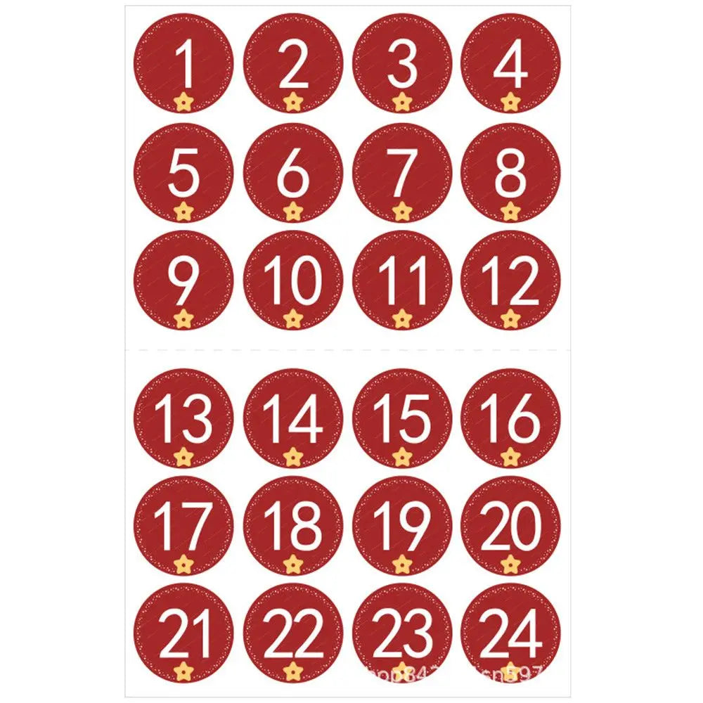 Christmas Gift Stickers Advent Calendar Number Paper