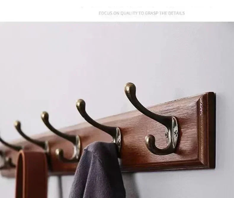 Bathroom Towel Rack Clothes Hanger Walnut Wall Hook