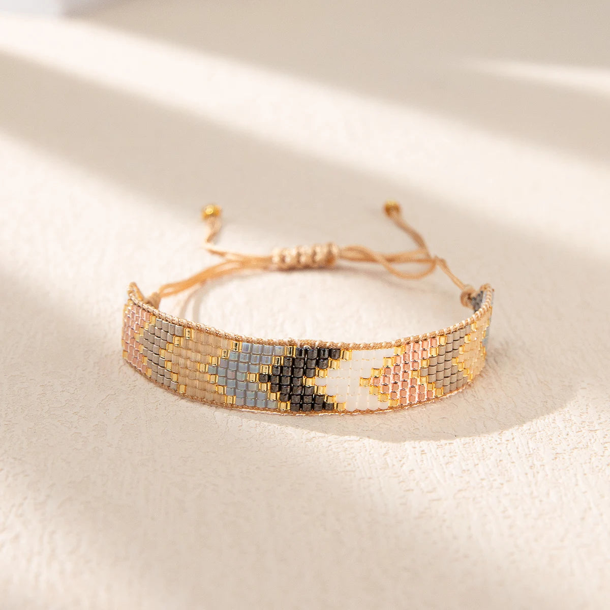 BLUESTAR Boho Miyuki Beaded Bracelet Adjustable Rope Bangle in USA.