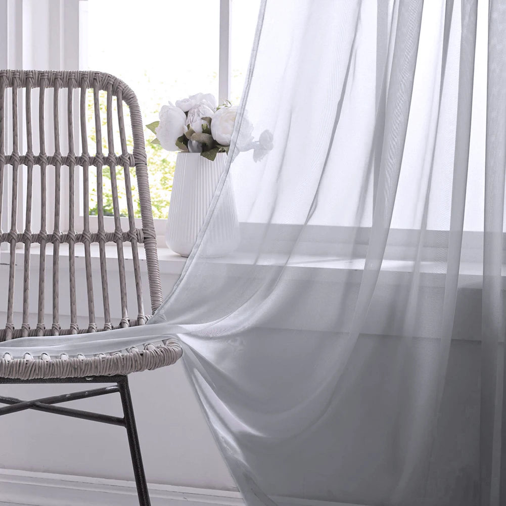 Shading Solid White Sheer Curtains Living Room Decoration in USA