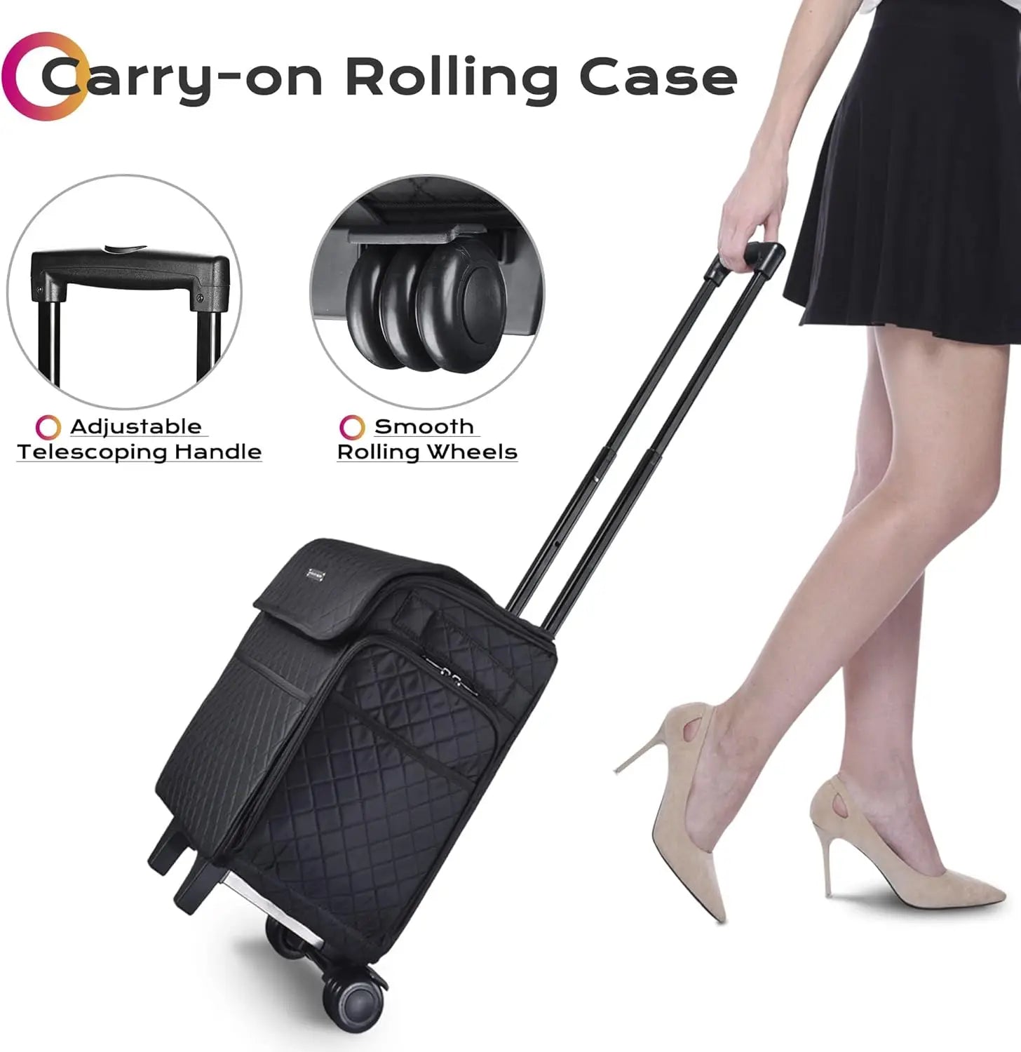 Rolling Makeup Train Case Hairstylist Traveling Bag in USA