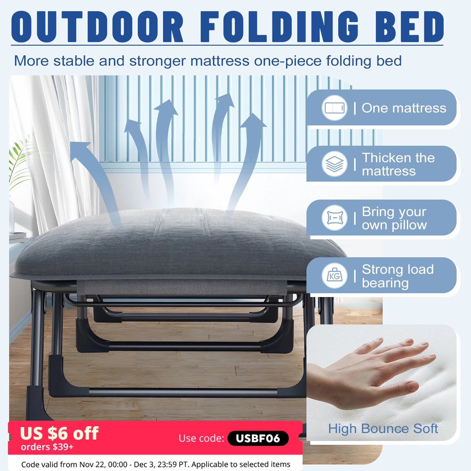 Sleeping Cots Adults Portable & Foldable Bed Mattress in USA