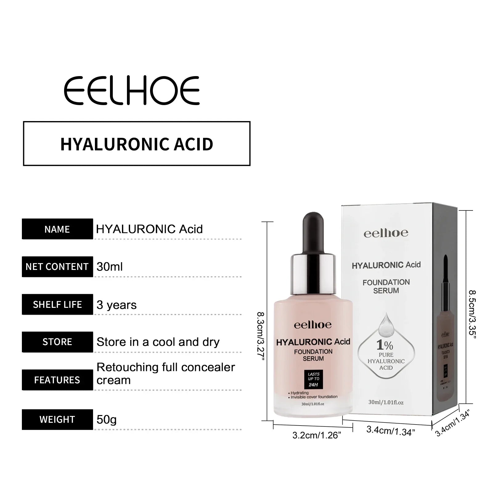 EELHOE Hyaluronic Acid Foundation Serums Oil-Control in USA