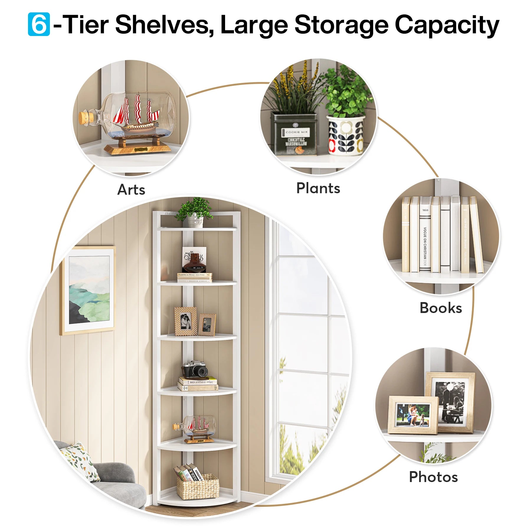 Tribesigns Corner Shelf, Bookshelf Small Bookcase in USA.