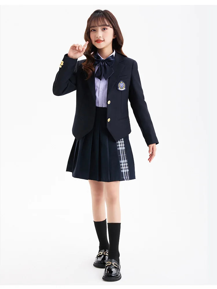 Children School Uniform Girls Jacket Pleated Skirt Suits Boys in USA