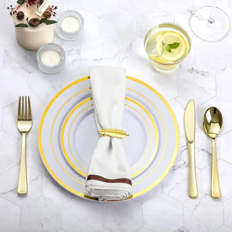 Plastic Dinnerware Set 100 Guests, Disposable Plastic Plate