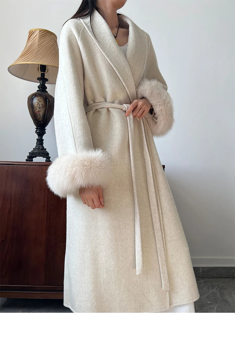 Lady Fox Fur High-Grade Cashmere Jackets Autumn Winter in USA.