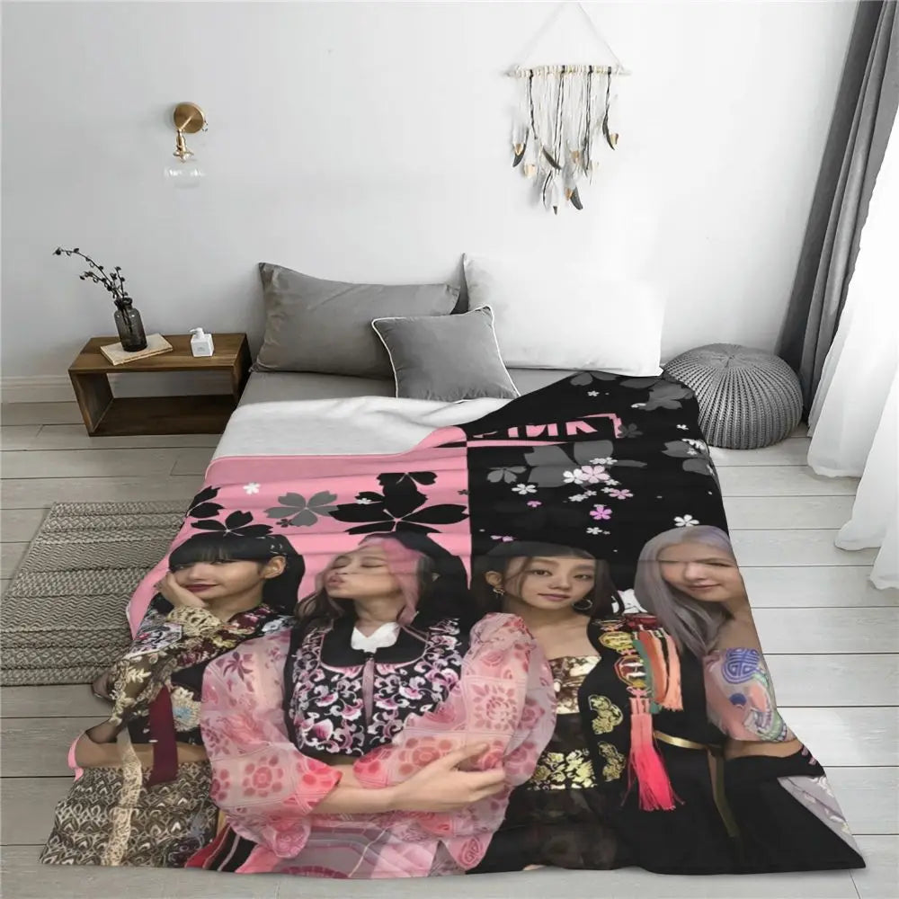 Music Idol Black-Pinks Girl Blankets Flannel All Season in USA