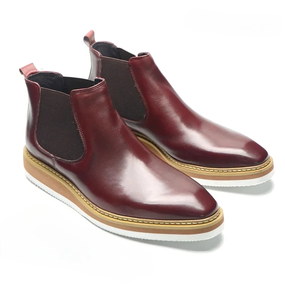 British Style Cow Genuine Leather Men's Chelsea Ankle Boots in USA