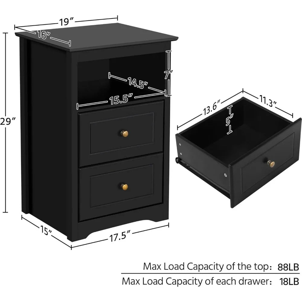 Nightstand Wooden Bedside Tables Drawer Cubby, in USA.