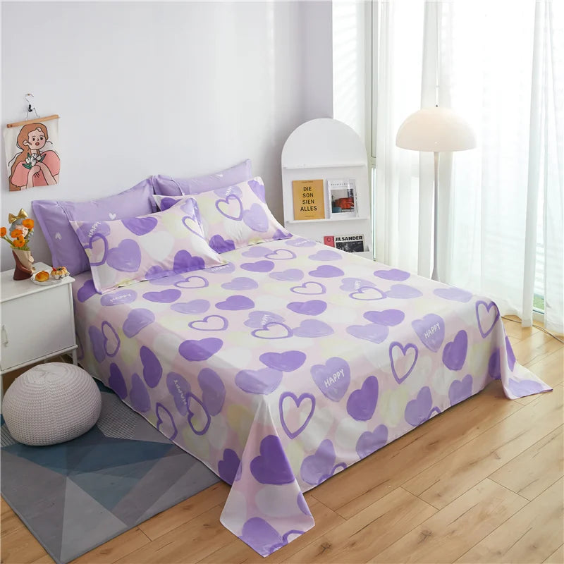 Cartoon Star Flat Sheet Twin Kawaii Yellow Bed Sheet in USA.