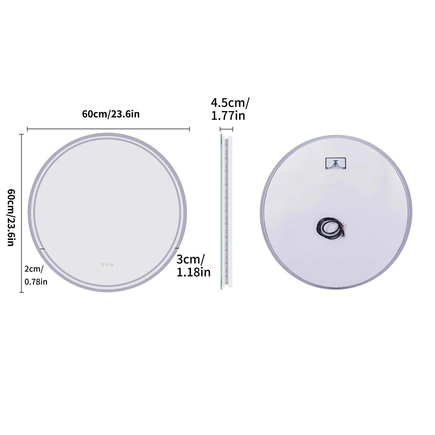 LUVODI Intelligent Illuminate Big Round Mirror Bathroom