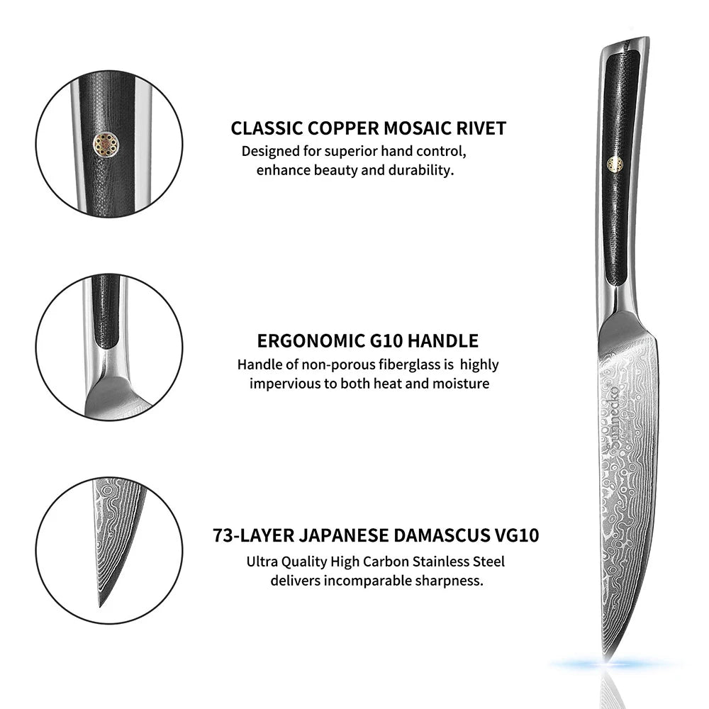 Sunnecko Utility Steak Knives High Quality VG10 Damascus in USA.