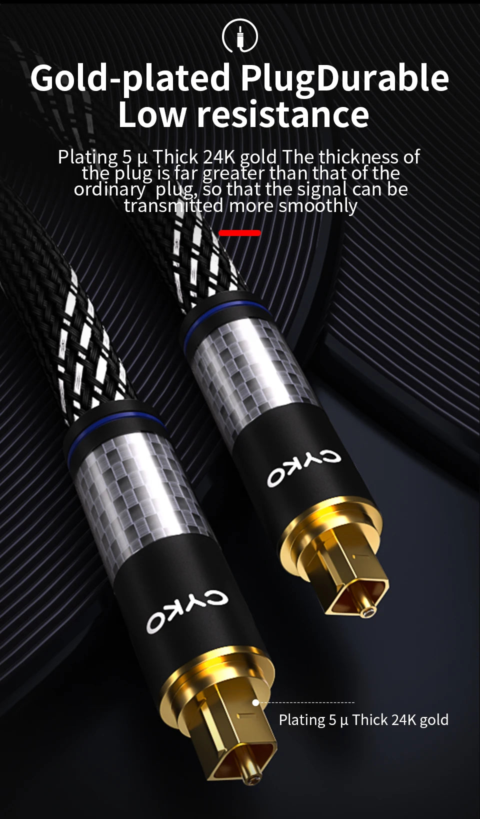 CYKO Digital Optical Audio Cable Toslink SPDIF hifi IN USA.