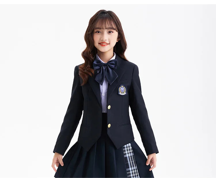 Children School Uniform Girls Jacket Pleated Skirt Suits Boys in USA