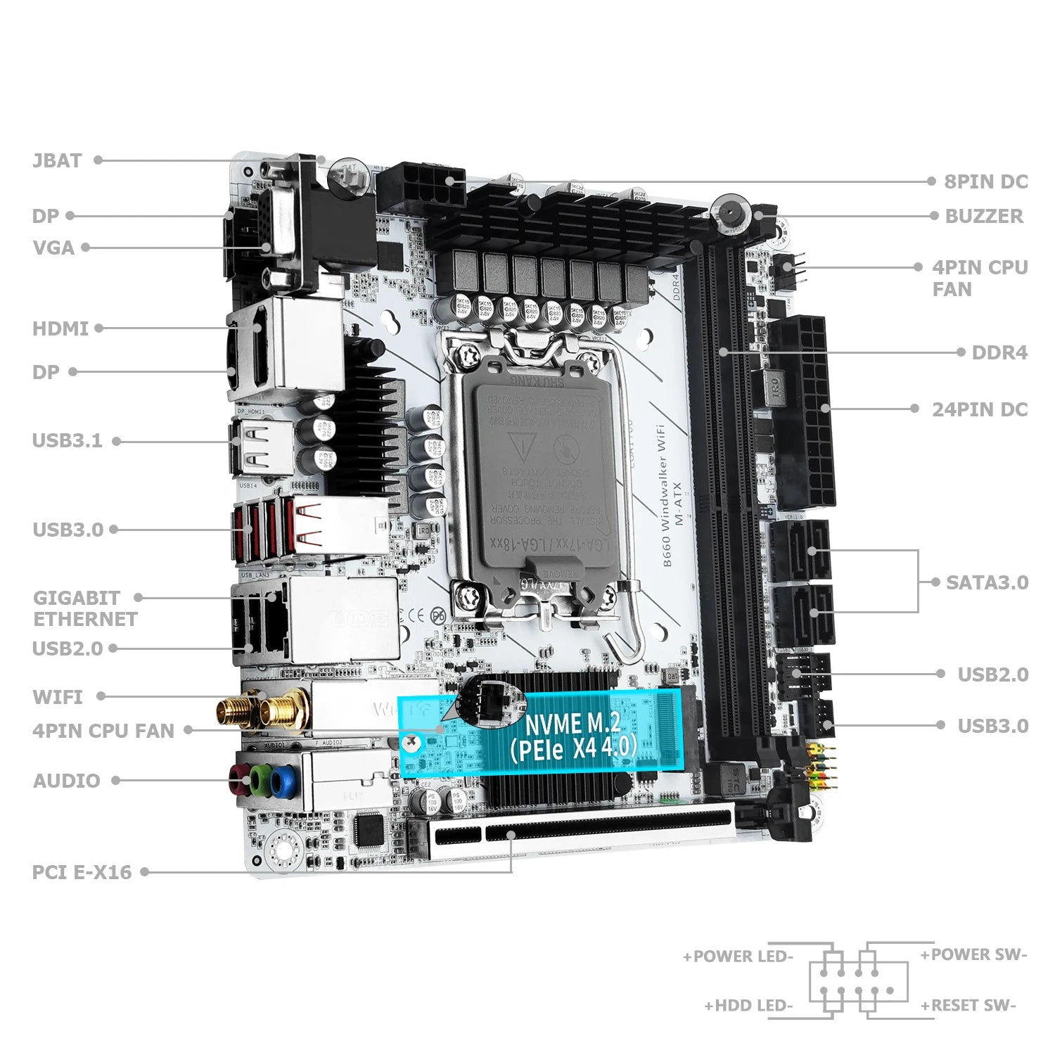 MACHINIST B660 Windwalker DDR4 Motherboard Support 12 13 Gen and Intel