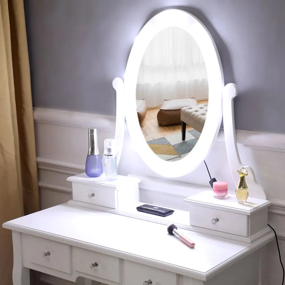 Drawer Dressing Table Light Bulb Single Mirror White IN USA.