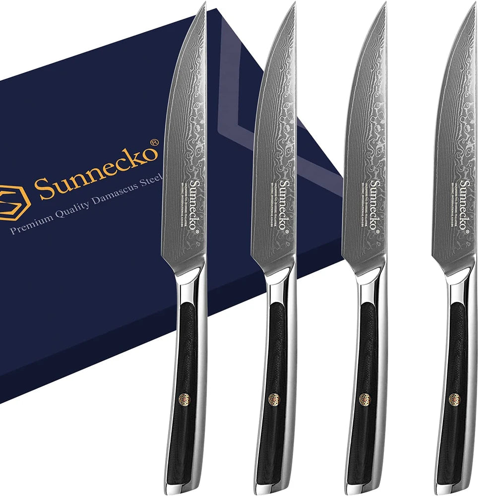 Sunnecko Utility Steak Knives High Quality VG10 Damascus in USA.