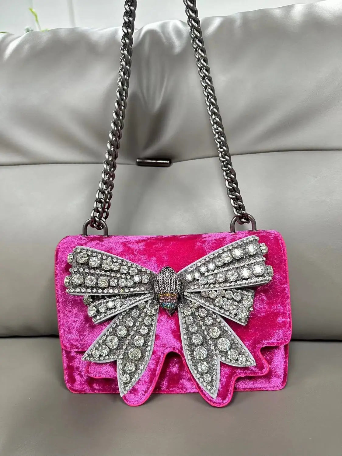 KURT GEIGER LONDON Diamond Studded Bow Bag Fashion in USA