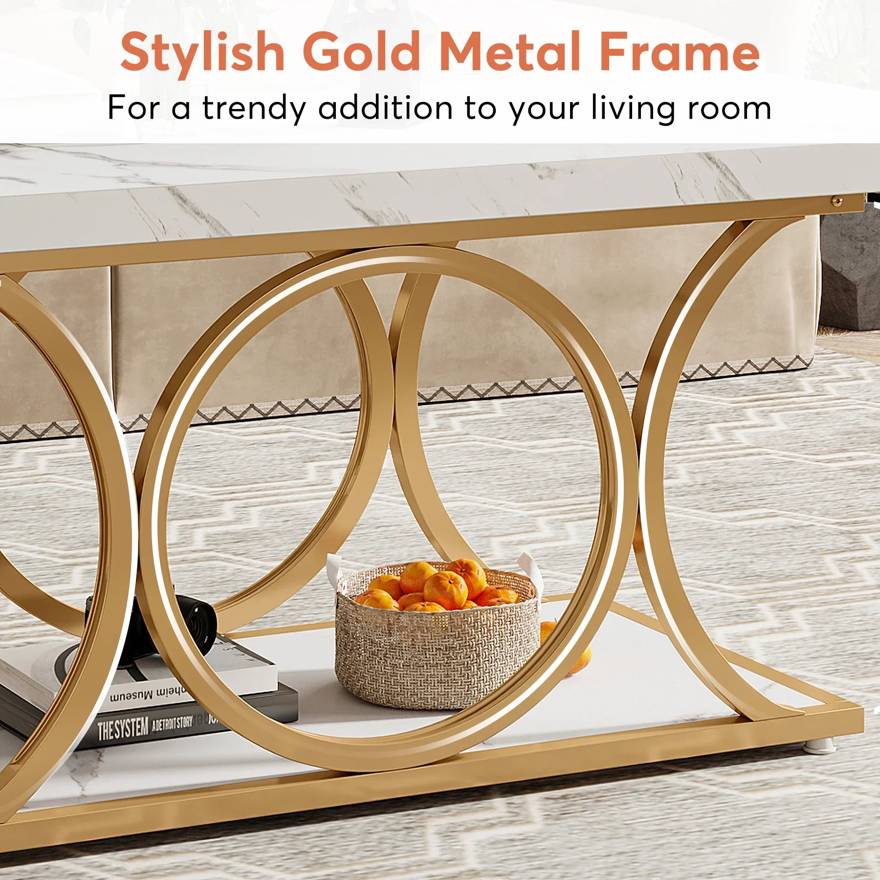 Tribesigns Rectangle Coffee Table, Modern Coffee Tables in USA.