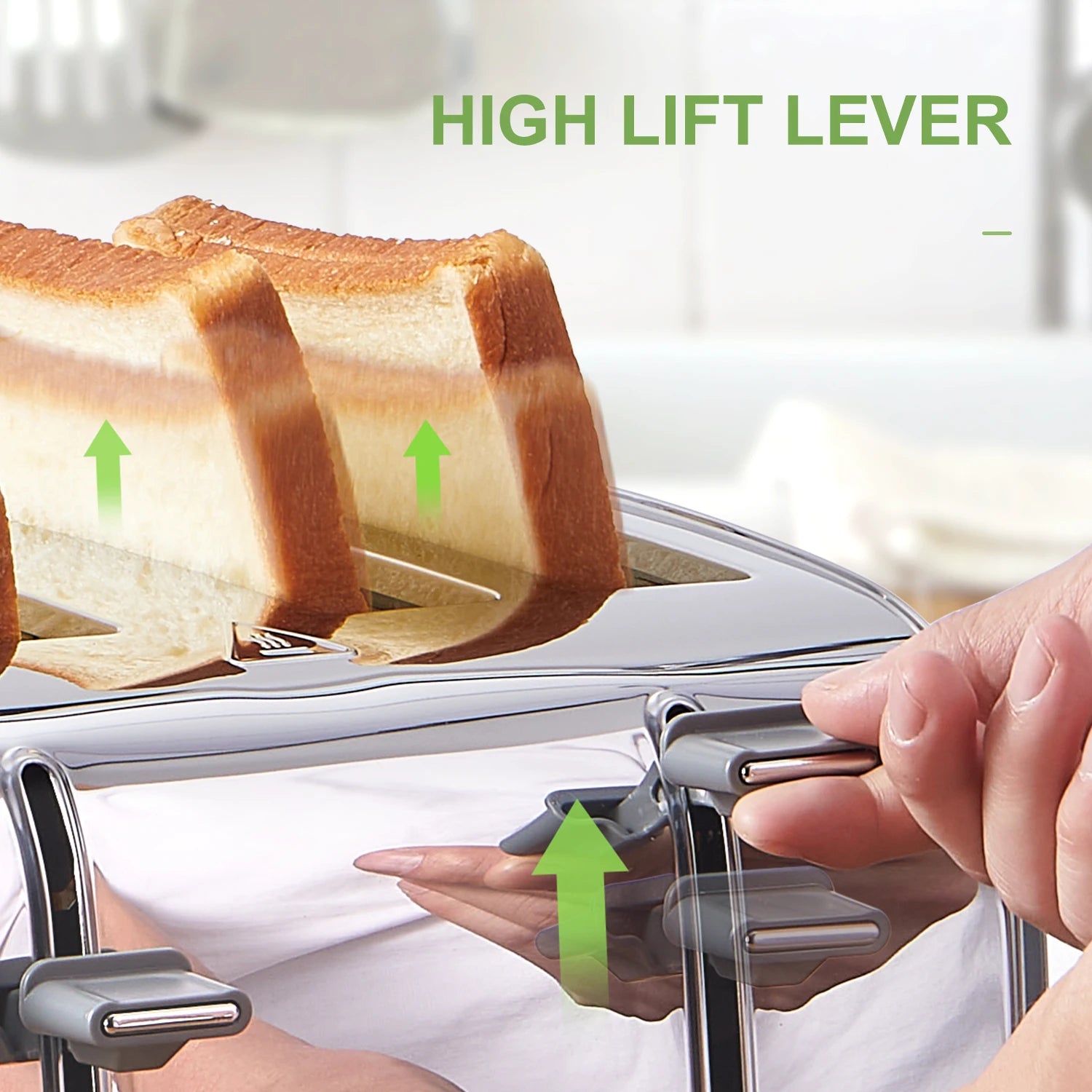 Toaster Slice, Extra Wide Slots, Stainless Steel High IN USA.