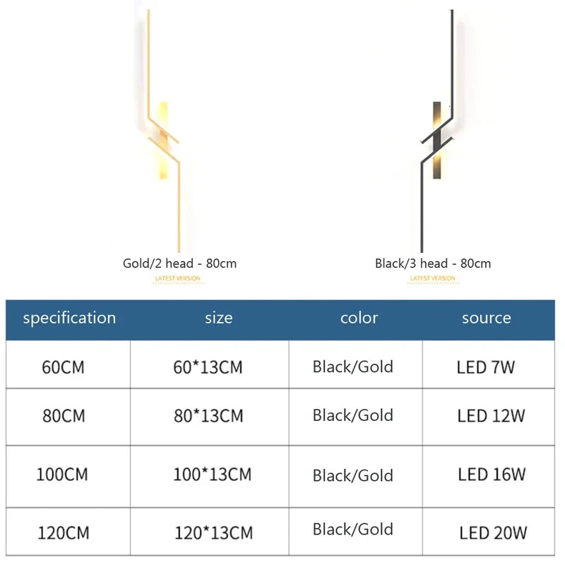 LED Wall Lamp Modern Minimalist Strip Wall Decor Lights Lighting IN USA.