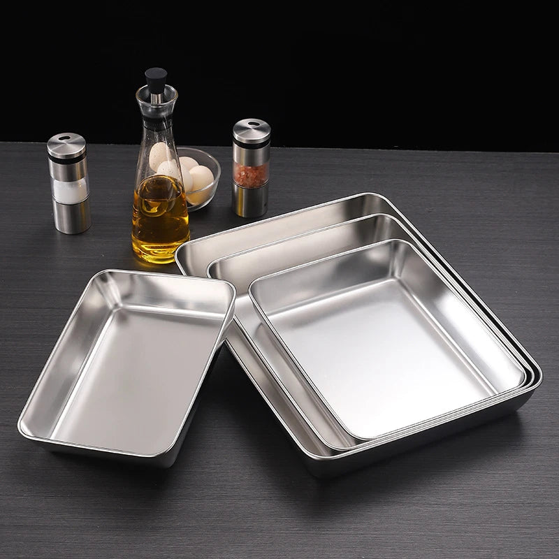 Thicken Stainless Steel Food Storage Tray Rectangular in USA.