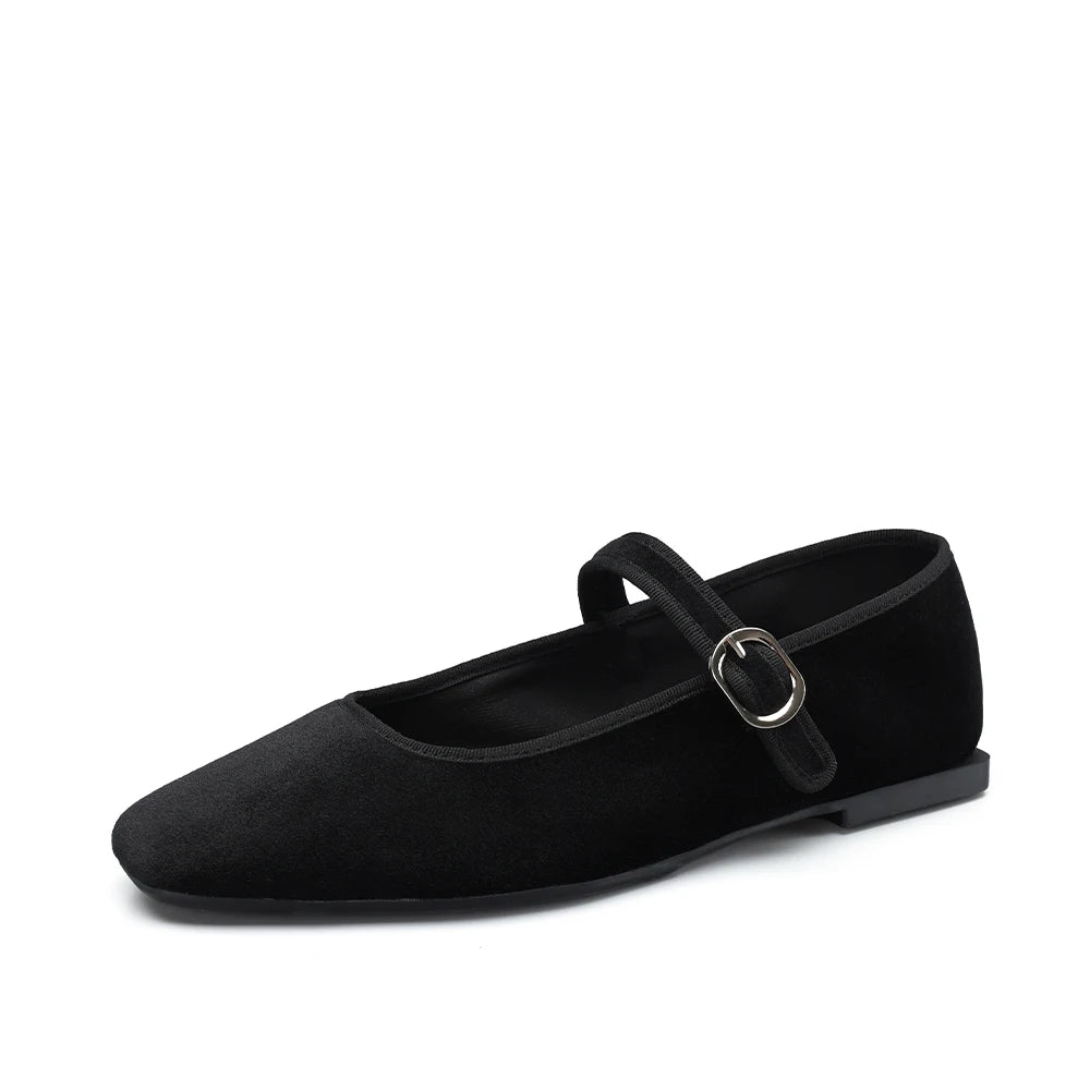 Smile Circle Velvet Mary Jane Ballet Flats Women IN USA.