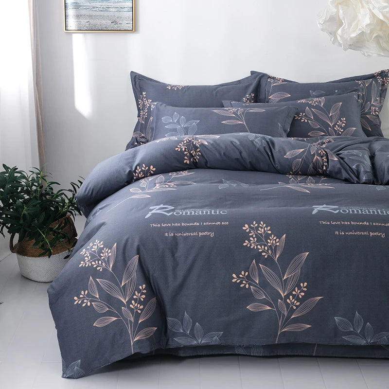 Cotton Duvet Cover Set Flower Printing Cotton Soft Pillowcase Bedding in USA