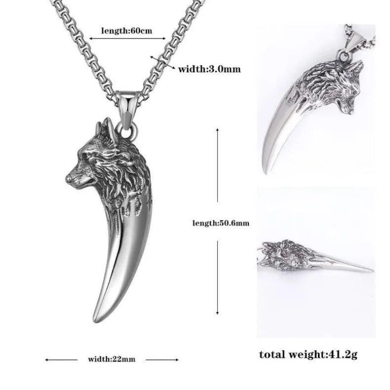 Men's Wolf Tooth Necklace Punk Rock Wolf Tooth Necklaces in USA