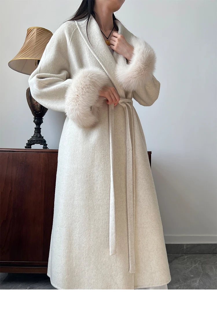 Lady Fox Fur High-Grade Cashmere Jackets Autumn Winter in USA.