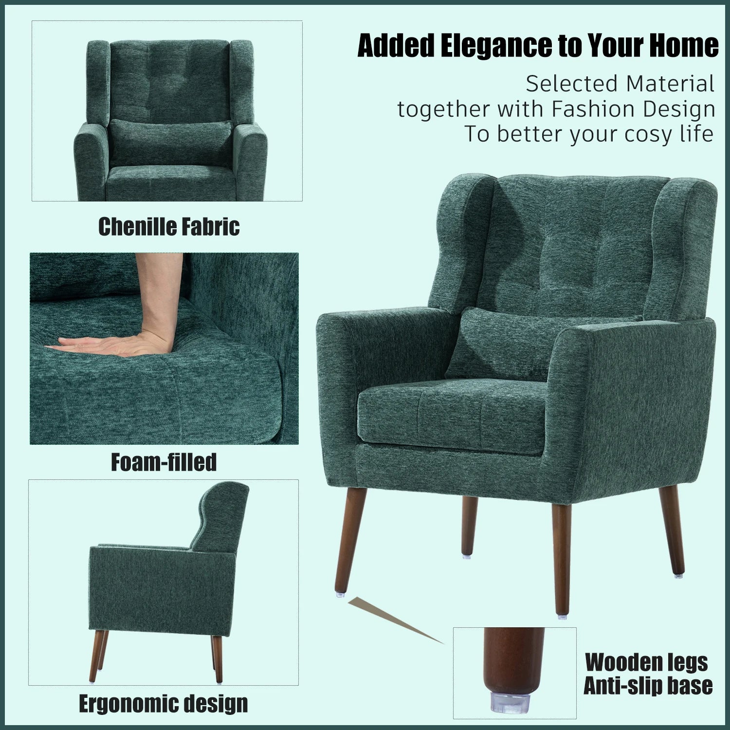 Modern Accent Chair,Chenille Arm Chair Living Room,in USA.