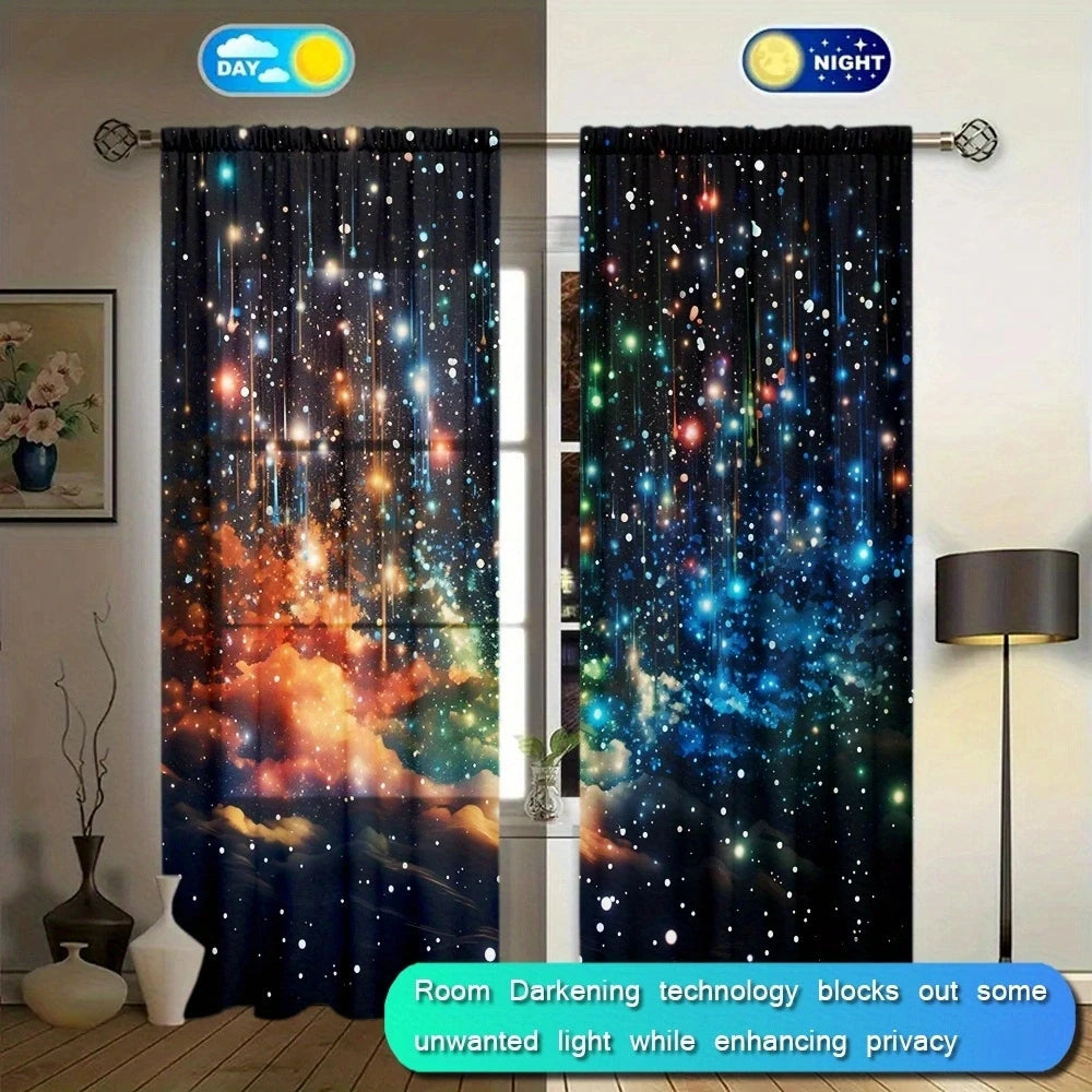 Colorful Galaxy Curtain for Home Decor - Rod Pocket Window in USA