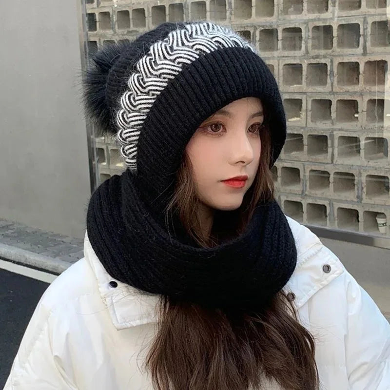 New Super Cute Warm Winter Scarf Hat Gloves Fleece Thickened in USA