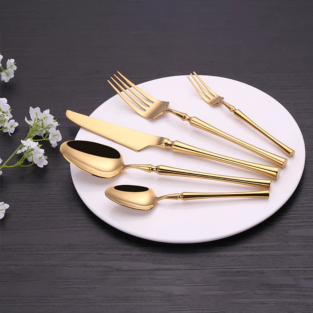 Pcs Gold Tableware Dinnerware Stainless Steel Cutlery Set