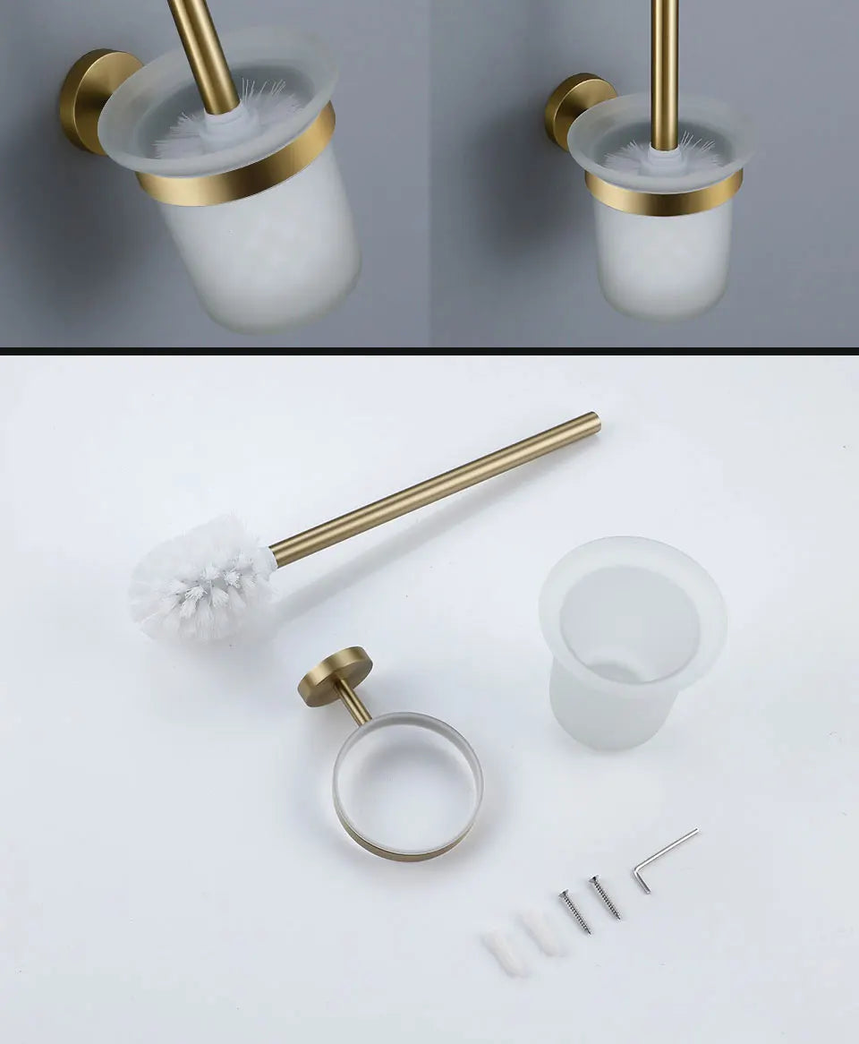 Bathroom Hardware Accessories Set Brushed Gold Knurled