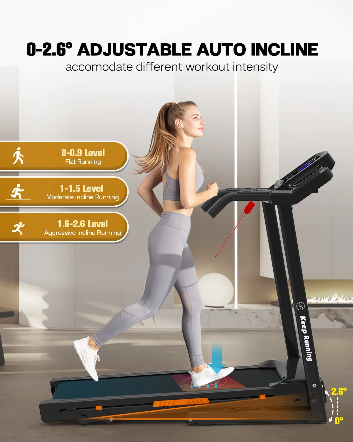 Foldable Electric Treadmill Incline Handrail Speed Control in USA