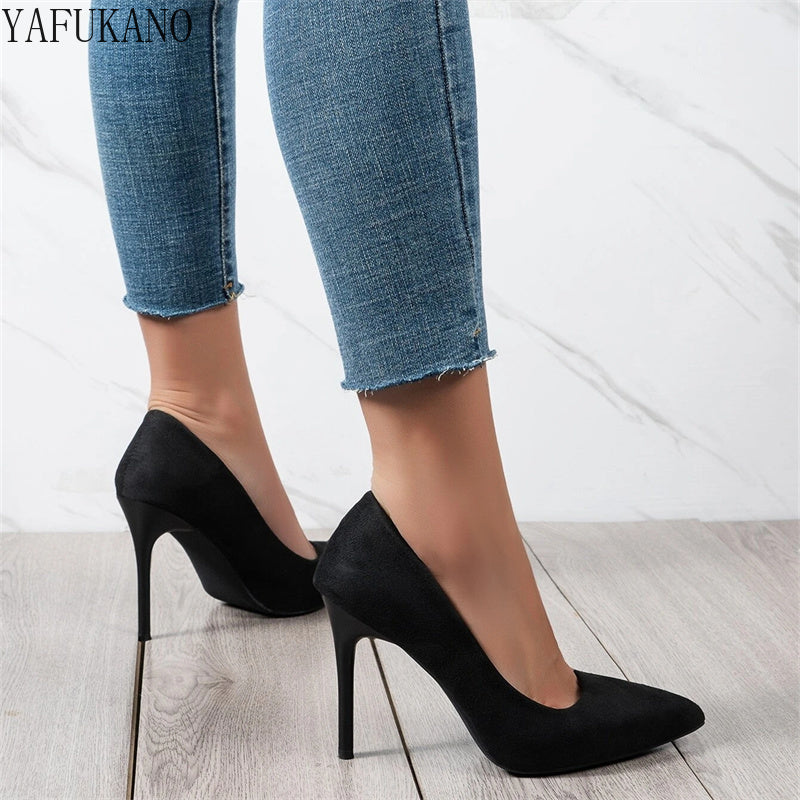 Suede Stiletto Heeled Point Toe Court Pumps Sexy Elegant Career Work S