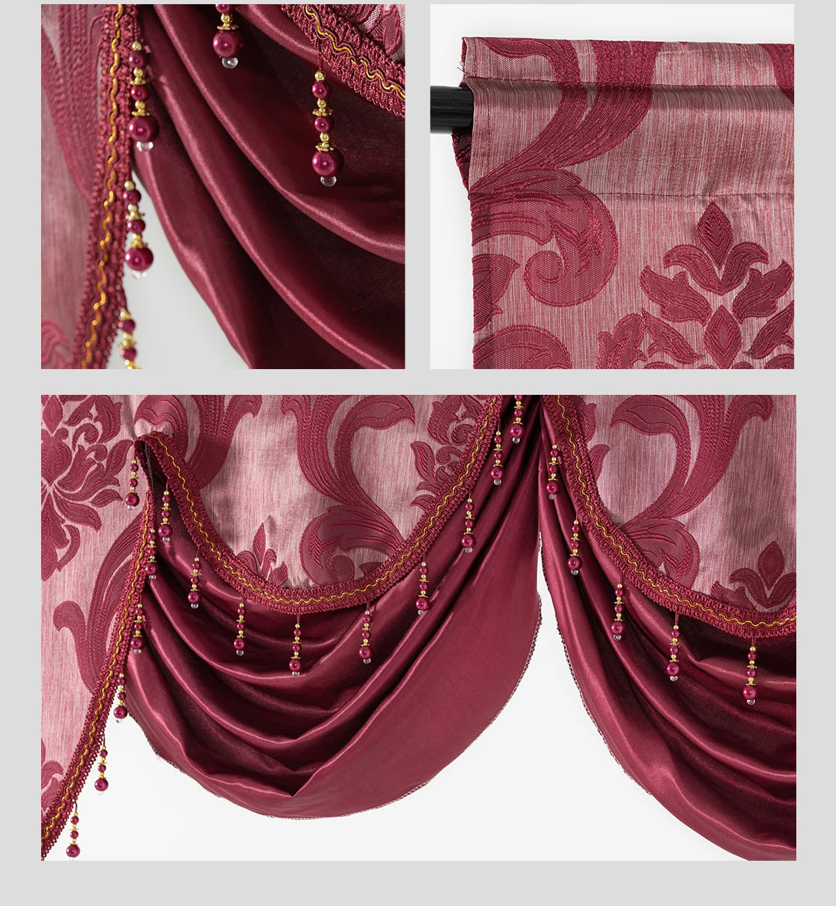 Living Room Luxury Jacquard Fabric Curtain Head Window in USA