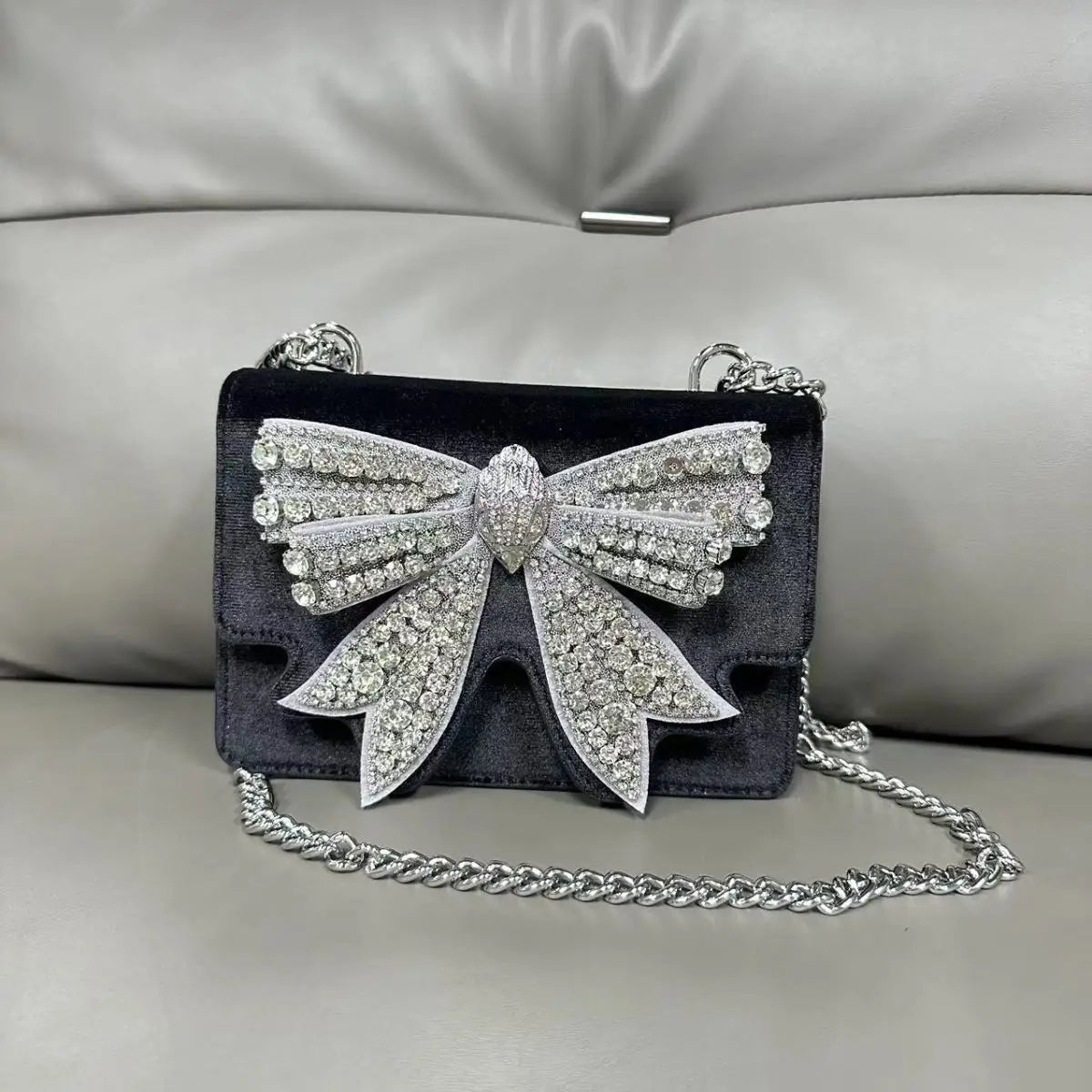 KURT GEIGER LONDON Diamond Studded Bow Bag Fashion in USA