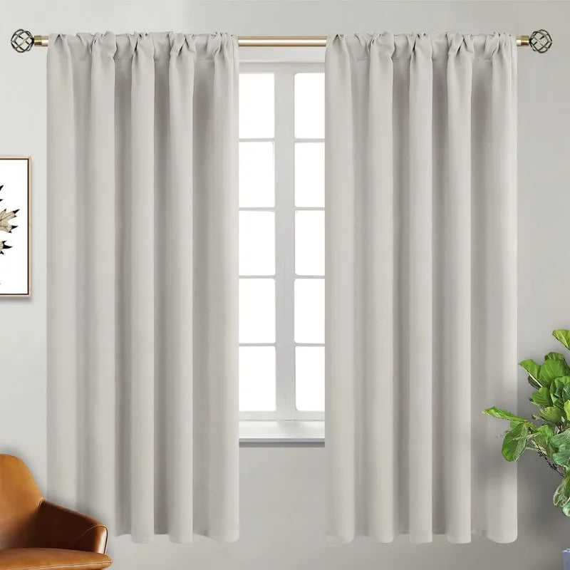 Navy Blue Elegant Blackout Curtains Rod Pocket in USA