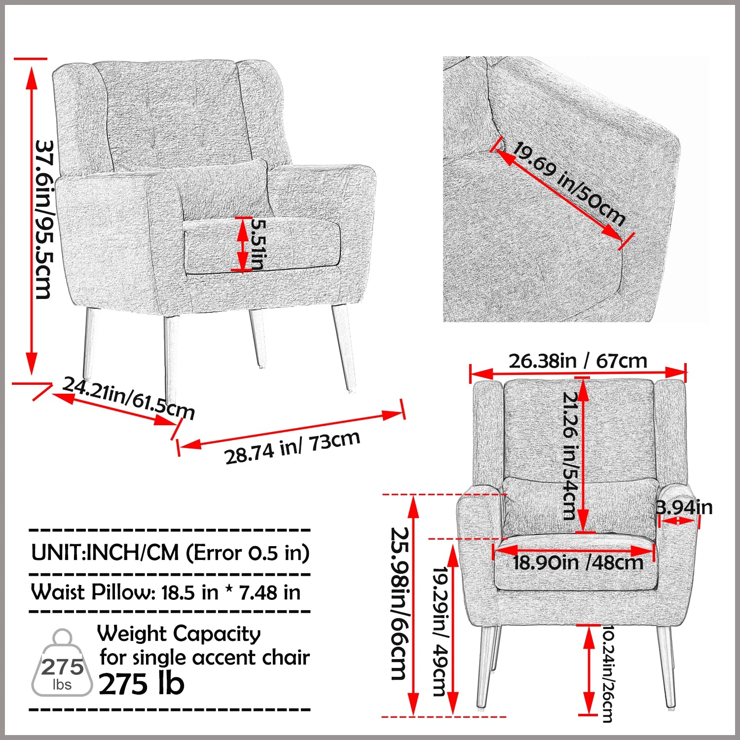 Modern Accent Chair,Chenille Arm Chair Living Room,in USA.