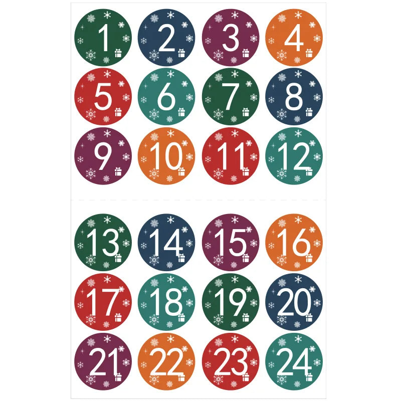 Christmas Countdown Gift Number Stickers Label Advent Calendar Xmas Gi