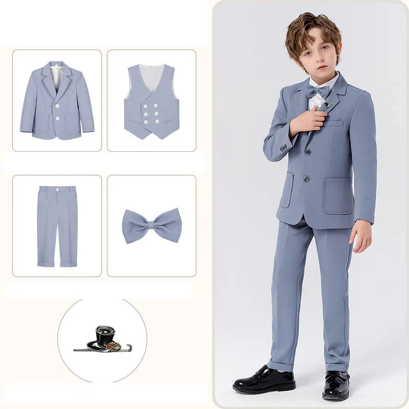 Gentleman Kids Beige Jacket Vest Pants Bowtie Brooch in USA