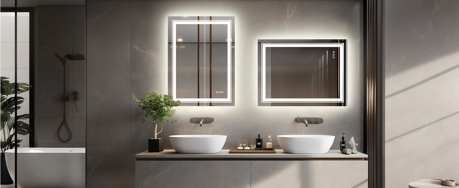 LUVODI Dual Lights Crystal Clear LED Bathroom Mirror