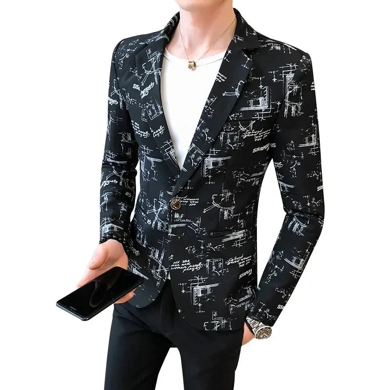 Men Blazer Slim Fit Autumn Korean Version of The Printed IN USA.