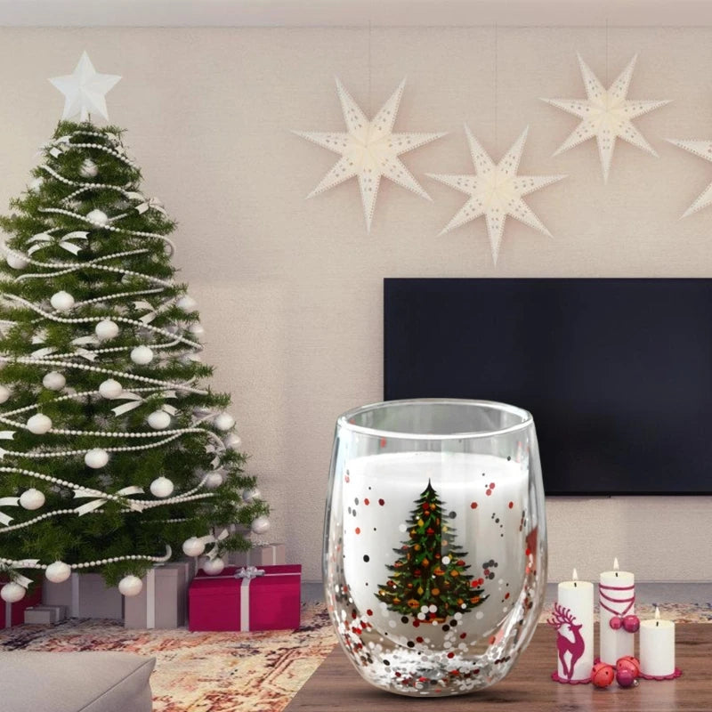 Insulated Double Walled Glass Coffee Christmas Water Cup in USA.