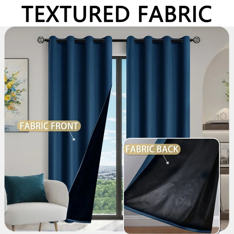 Solid Color Blackout Curtains Thermal Insulated Darkening Curtain in USA