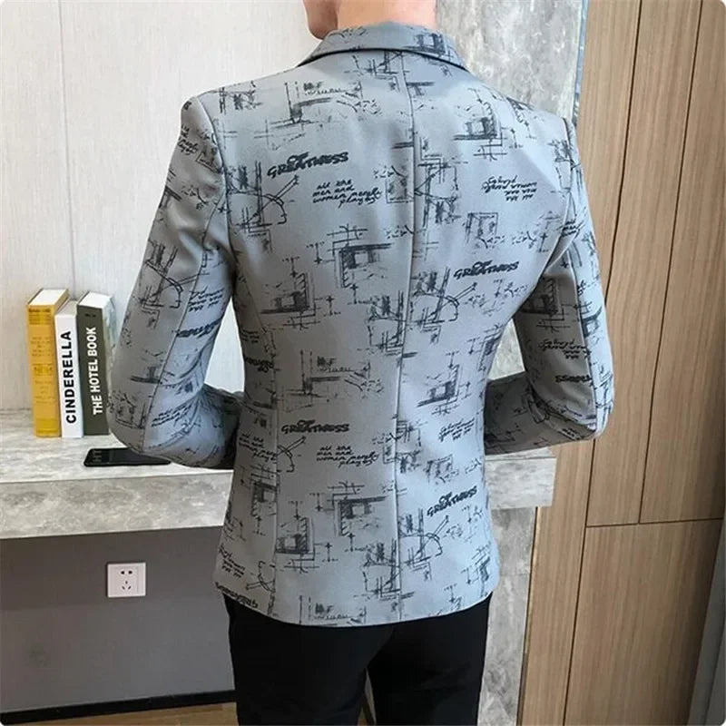 Men Blazer Slim Fit Autumn Korean Version of The Printed IN USA.