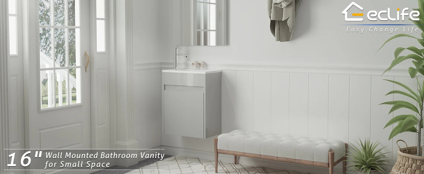 Small Bathroom Vanity Sink Combo, Painted Wall Mounted in USA.